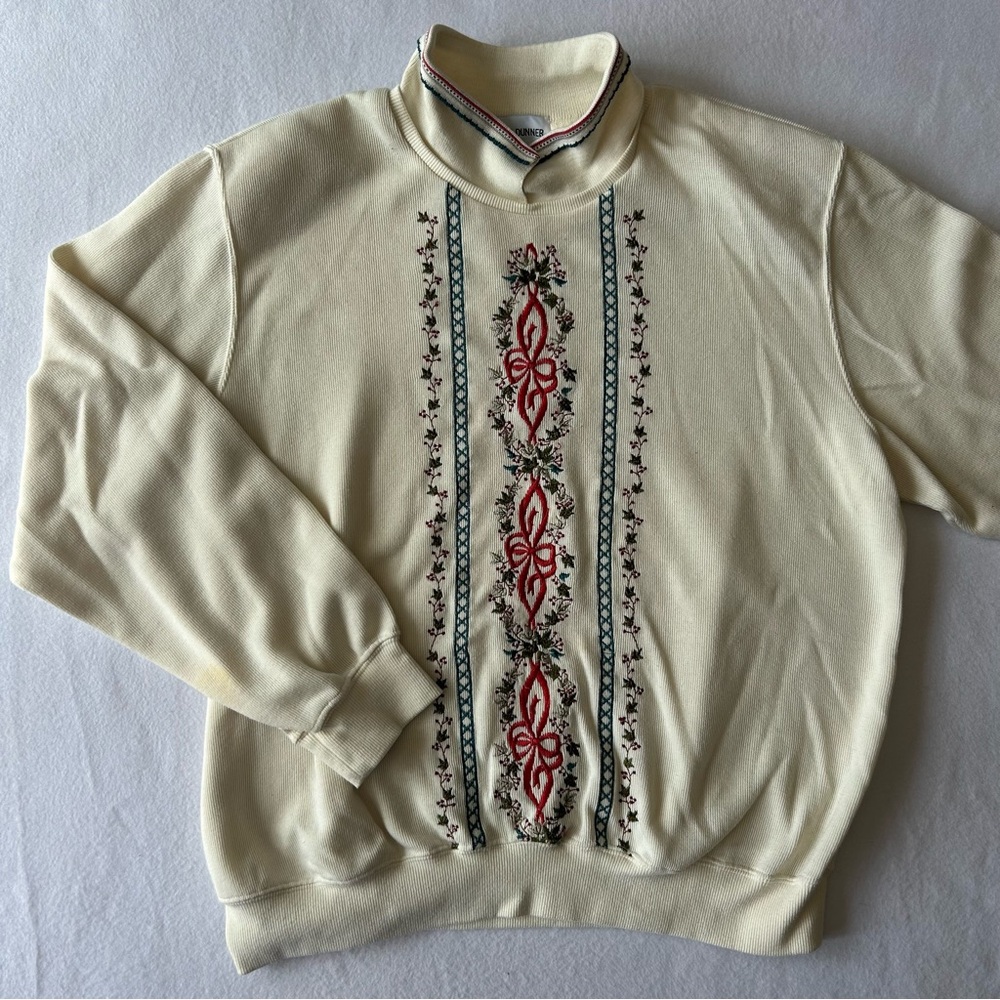 Vintage Cream Embroidered Sweater